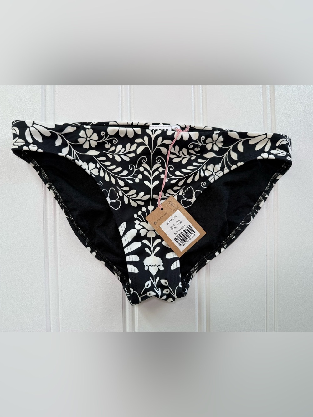Boden Swim Bottom Womens US 6 Classic Bikini Black White NEW
